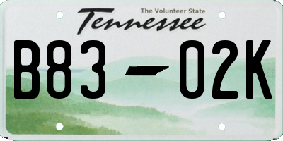 TN license plate B8302K