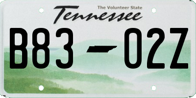 TN license plate B8302Z