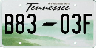 TN license plate B8303F