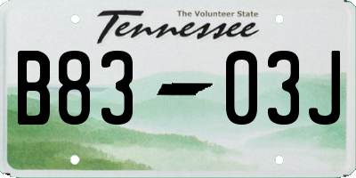 TN license plate B8303J