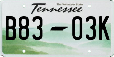 TN license plate B8303K