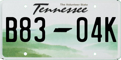 TN license plate B8304K