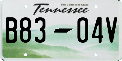 TN license plate B8304V