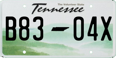 TN license plate B8304X