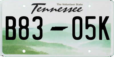 TN license plate B8305K