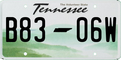 TN license plate B8306W