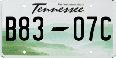 TN license plate B8307C