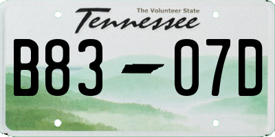 TN license plate B8307D
