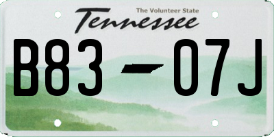 TN license plate B8307J
