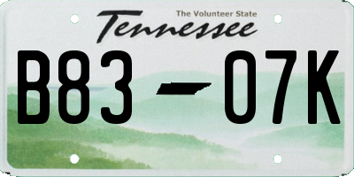 TN license plate B8307K