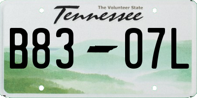 TN license plate B8307L