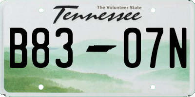 TN license plate B8307N