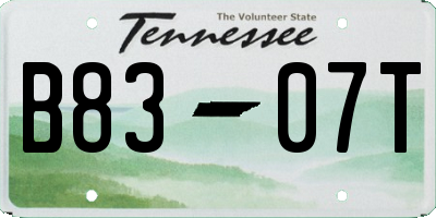 TN license plate B8307T
