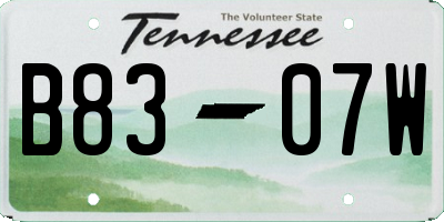 TN license plate B8307W