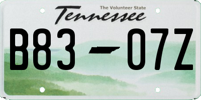 TN license plate B8307Z