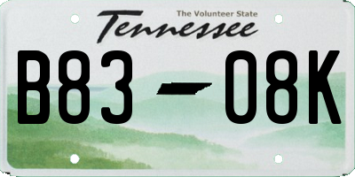 TN license plate B8308K