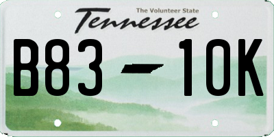 TN license plate B8310K