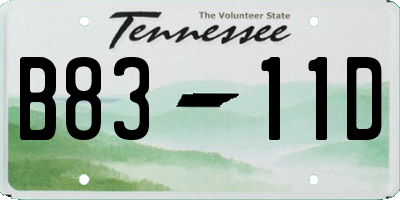 TN license plate B8311D