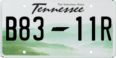 TN license plate B8311R