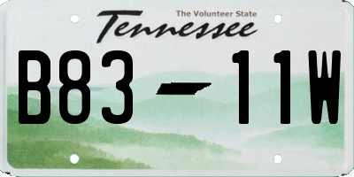 TN license plate B8311W