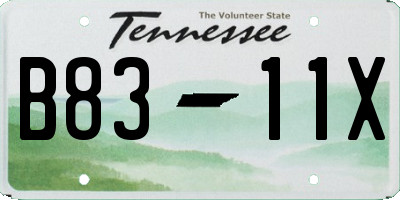 TN license plate B8311X