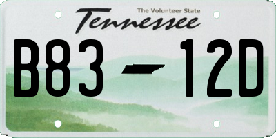 TN license plate B8312D
