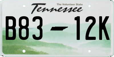 TN license plate B8312K