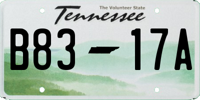 TN license plate B8317A