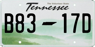 TN license plate B8317D