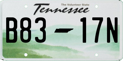 TN license plate B8317N
