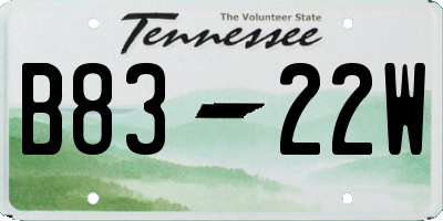 TN license plate B8322W