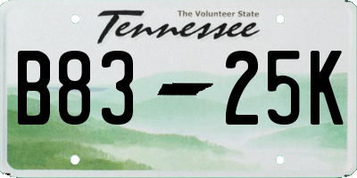 TN license plate B8325K