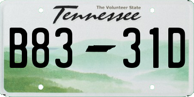 TN license plate B8331D