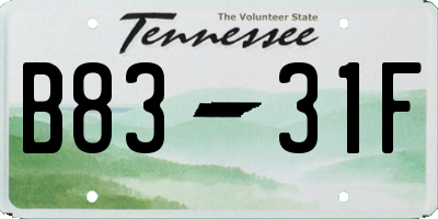 TN license plate B8331F