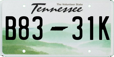 TN license plate B8331K