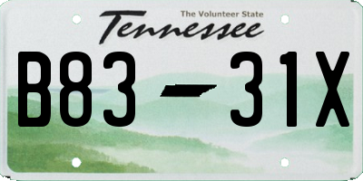 TN license plate B8331X