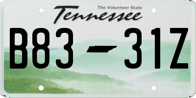TN license plate B8331Z