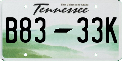 TN license plate B8333K