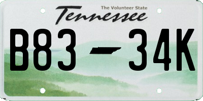 TN license plate B8334K