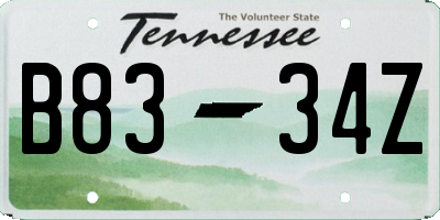 TN license plate B8334Z