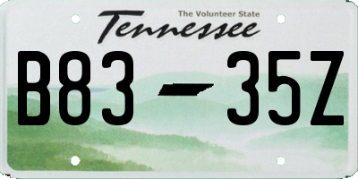 TN license plate B8335Z