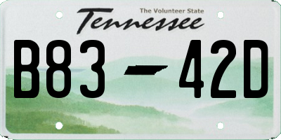 TN license plate B8342D