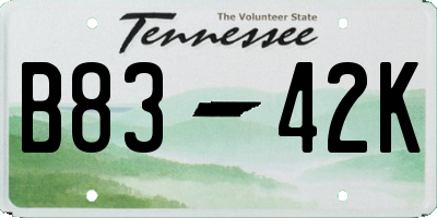 TN license plate B8342K