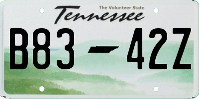 TN license plate B8342Z