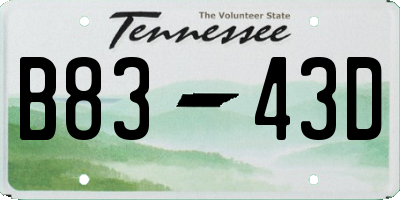 TN license plate B8343D