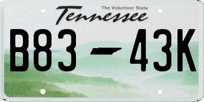 TN license plate B8343K