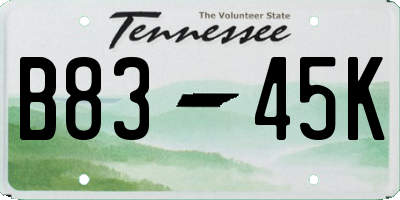 TN license plate B8345K