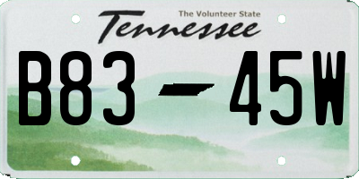 TN license plate B8345W