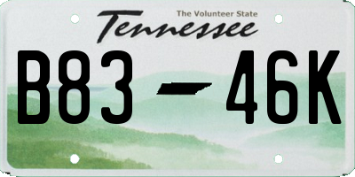 TN license plate B8346K