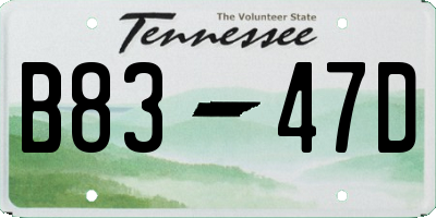 TN license plate B8347D